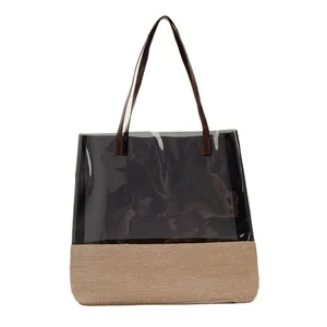 Custom Recycled Fashion Large Transparent Shoulder Tote Bag PVC