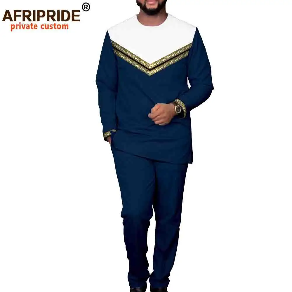 Custom Designed Multi-Color Dashiki Suit for Men Embroidered Long Sleeve Top and Pants for Summer Spring and Winter
