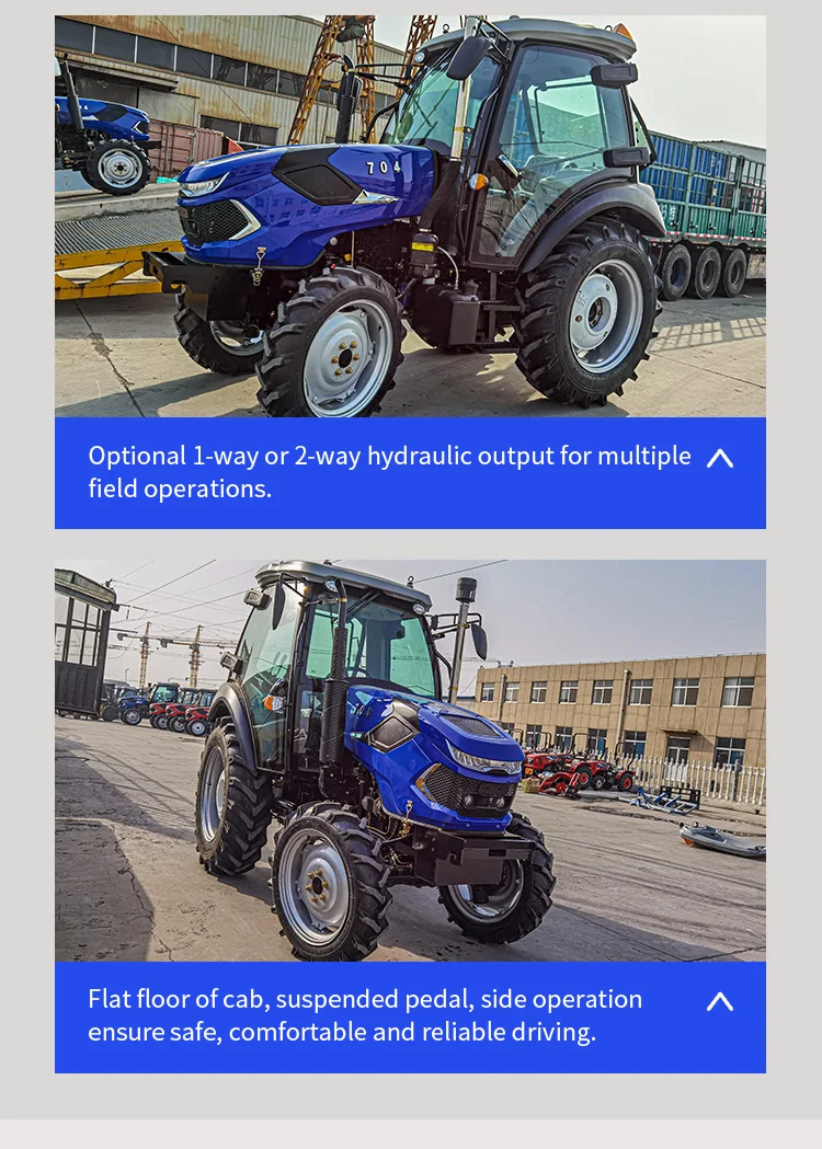 70hp Traktor 4x4 Wheeled Farm Tractor Trucks Lawn Mower Tractor Farming