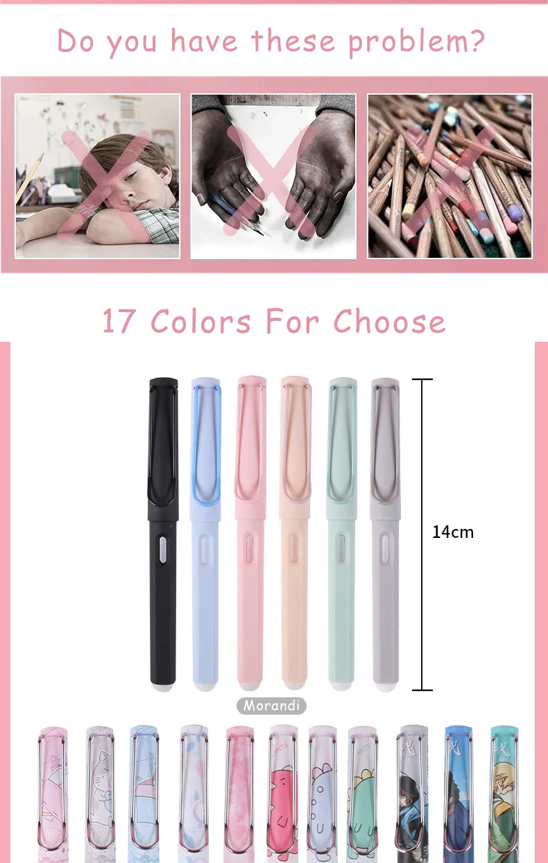 Metal Aluminum Cartoon Inkless Eternal Pen Infinity Pencil Drawing Eco ...