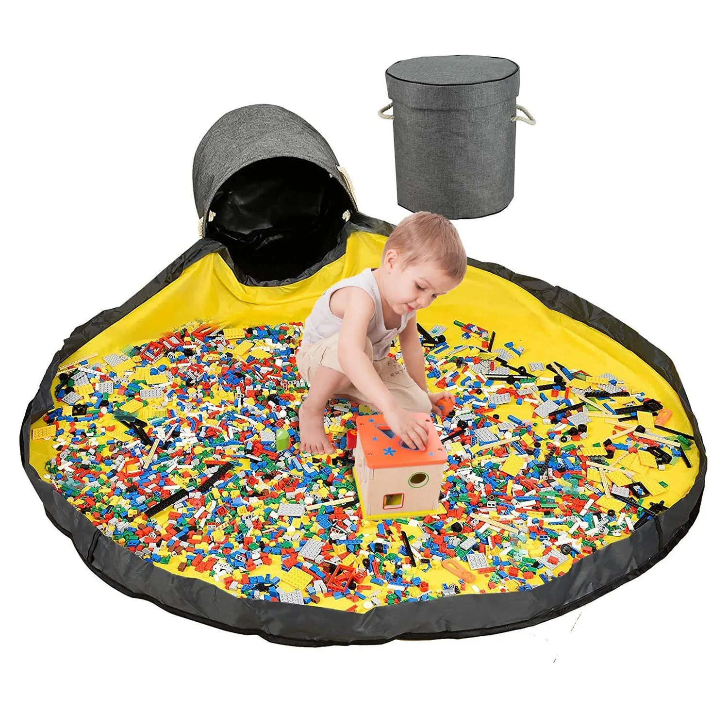 Fold Toy Storage Organizer Basket Play Mat junian home arts