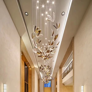 ECOJAS Luxury Glass Chandelier for Hotel Lobby Super Market Wedding Hotel New Design Large Pendent Light