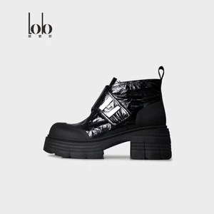 Women's Genuine Leather Chelsea Boots with Buckle Strap Fashion Design Height Increasing for Daily Wear in Winter