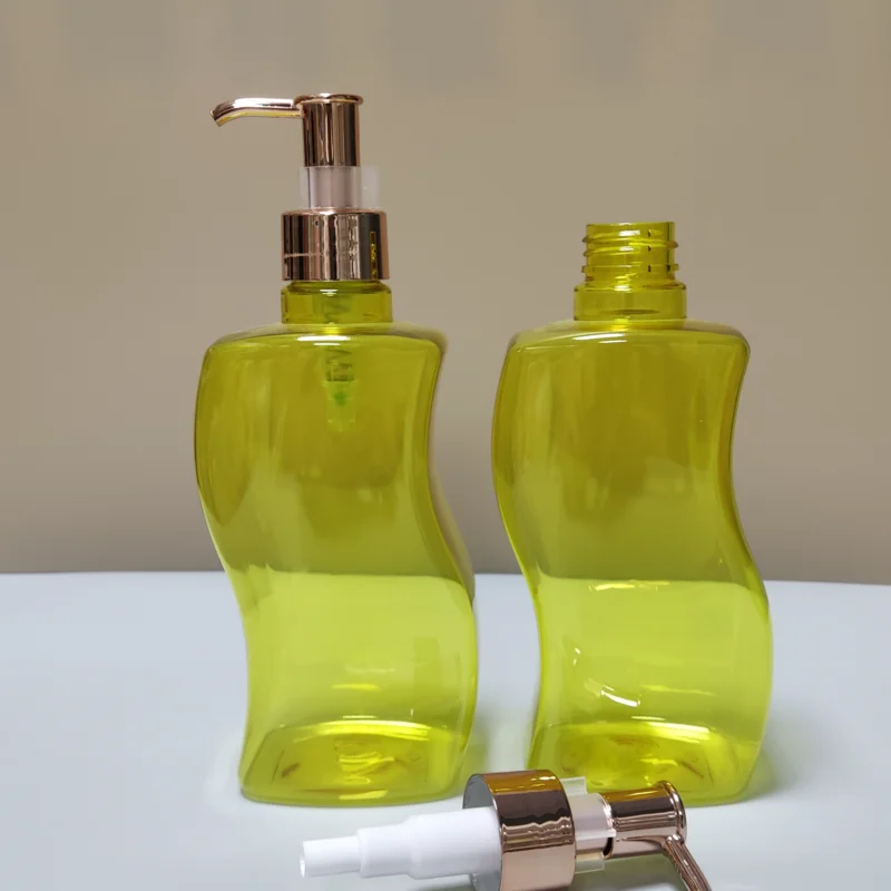 Custom Color Printed Plastic Empty Bottles 500ml Unique Shape Cosmetic Shampoo Bottle Packaging