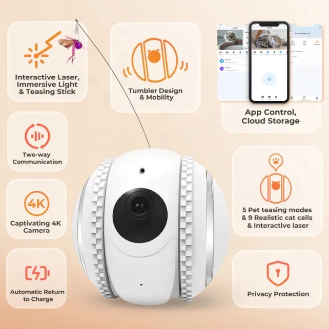 HD Video Photo Smart Companion Robot Funny Lovely Interactive Cat Dog Toy with Camera Made Silicone Rubber Intelligent Pet Toys
