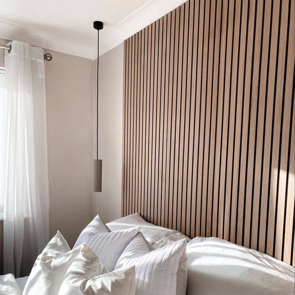 Interior Wall Panel Sri Lanka Natural Walnut Acoustic Slat Wood Wall