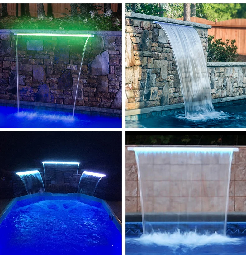 Garden Swimming Pool Cascade Water Blade Wall Spillway Led Acrylic ...