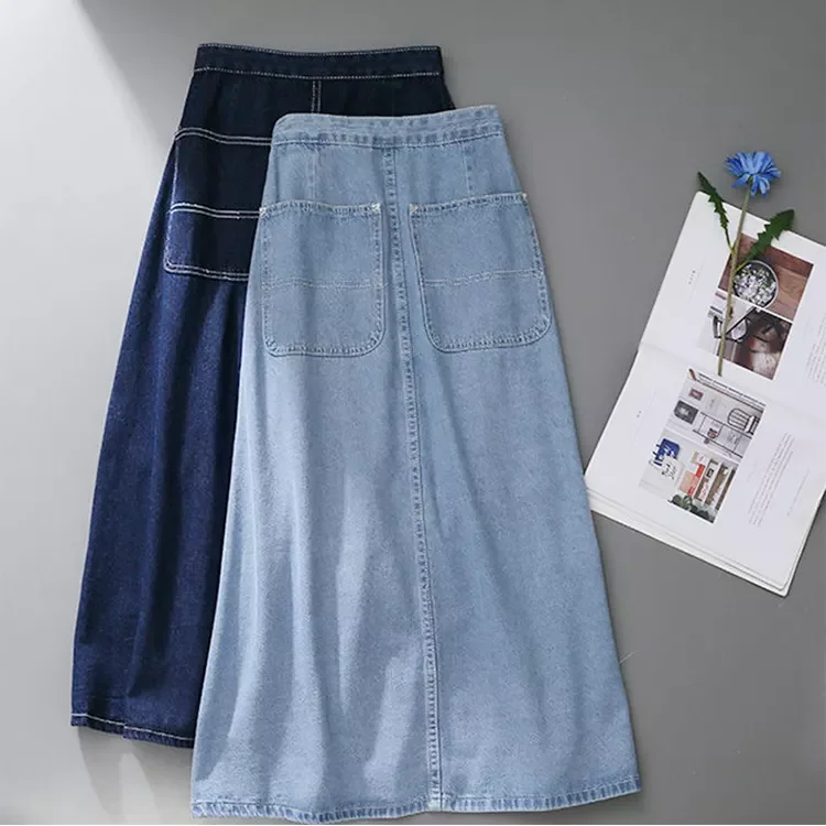 Custom High Waist Irregular Patchwork Long Jeans Skirts Women Fashion A ...