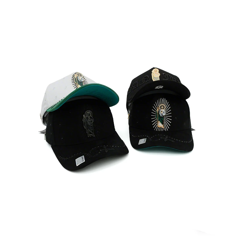 high quality Hot Selling San Judas metal Embroidery logo Rhinestone Adjustable unisex Baseball Cap for man women