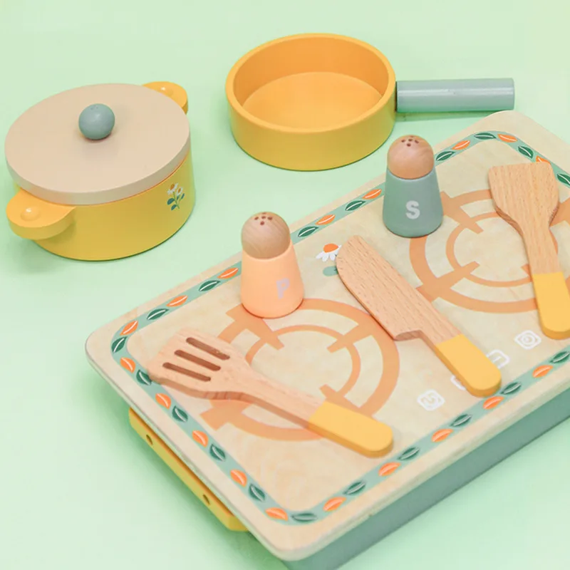 CPC CE Certificated Mini Wooden Fruit & Vegetable Cutting Toy Educational Pretend Play Kitchen Accessories Set for Toddlers