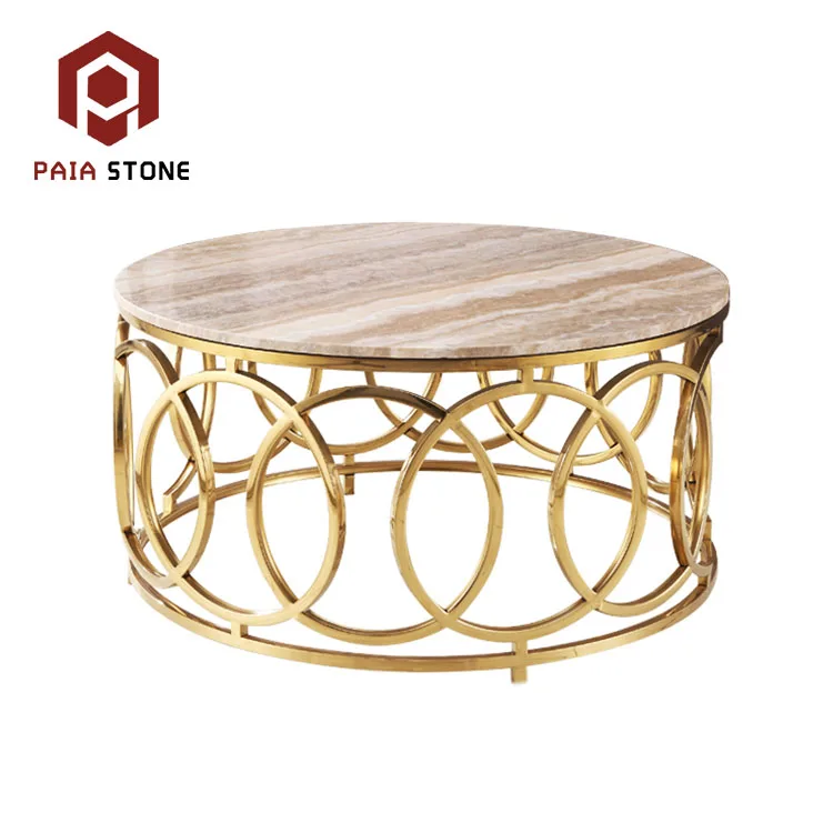 product stainless steel luxury decoration round frame coffee table-3
