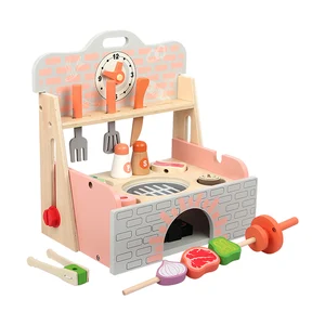 Satisfaction Guaranteed Wood Vegetables Barbecue Stovetop Kitchen Food Toys Simulates Real Life for Kids Boys and Girls CE