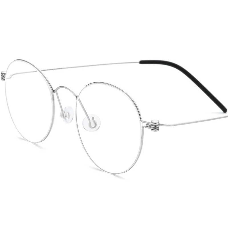 Manual Screwless B Titanium Glasses Frame IP Plating Korea Hot Sale Round Pure Titanium Myopia Glasses