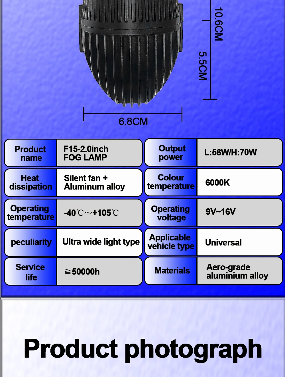 TECH-KING F15 2.0'' LED BI-LED projector fog lamp light led car 3000K/6000K with Toyota bracket for any cars lens fog lamp