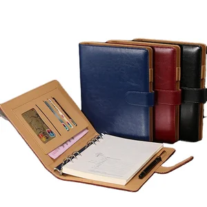 2022 A5 Personal Planner Binder A6 6-Ring Notebook Refillable PU Leather Magnetic Buckle Closure Loose Leaf Notebook Paper Cover