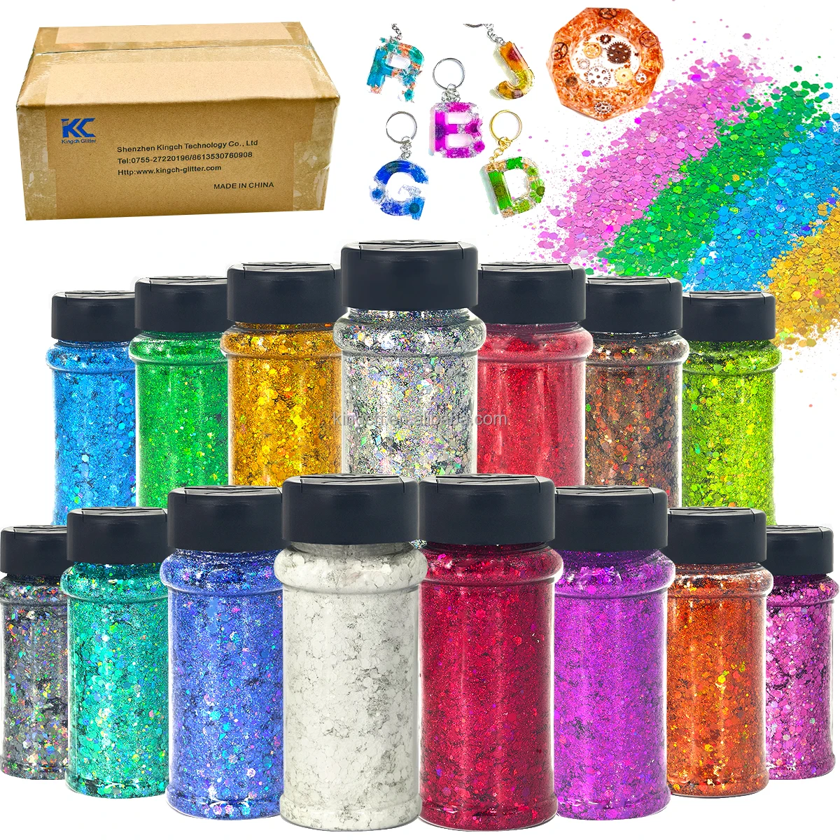 product holographic chunky glitter set 24 colors craft glitter for resin crafts tumblers nails body christmas halloween sequins flakes-3