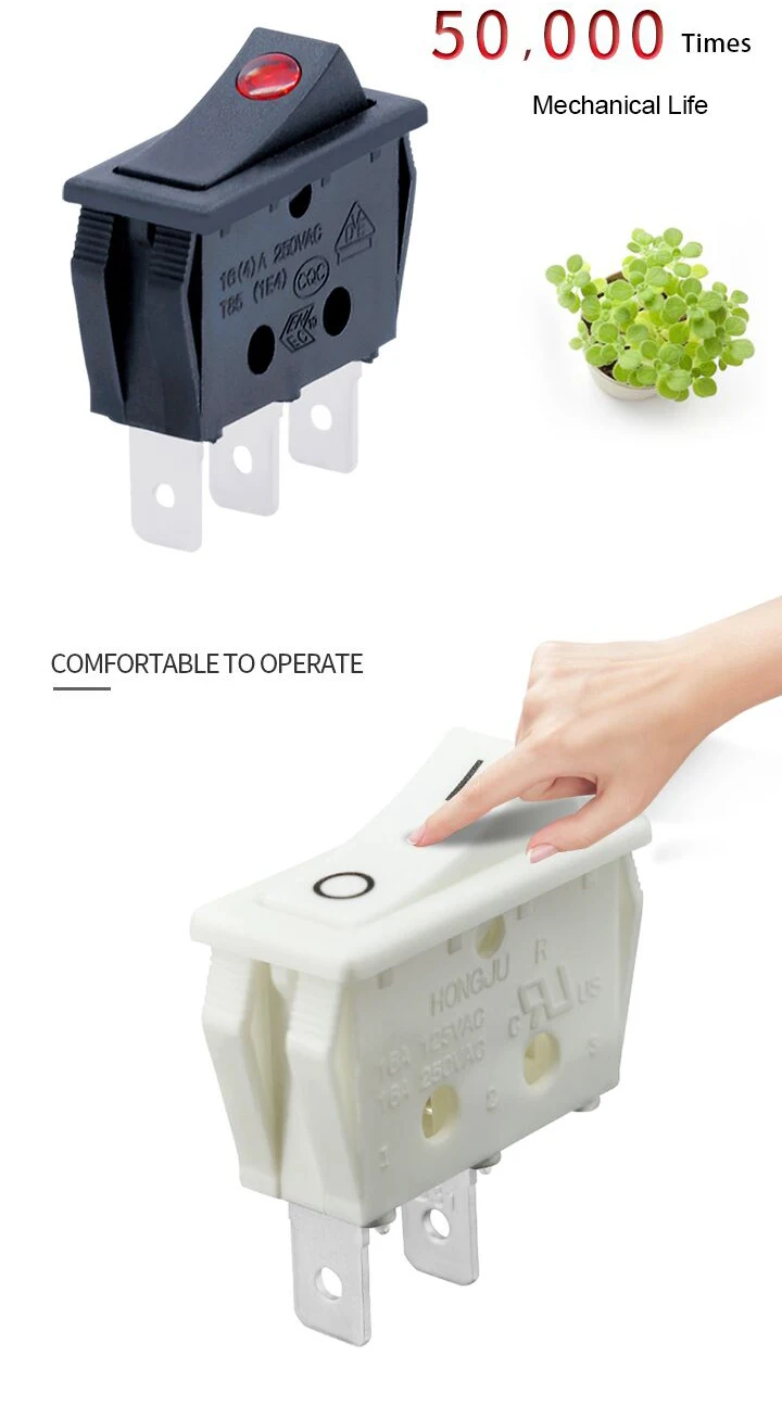 Hongju R-1 Medical Equipment 94v 2 Pin Black Rocker Switch 16a 250v On ...