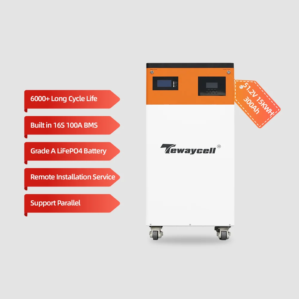 Tewaycell All in One Home ESS 51.2V 300Ah 600Ah 15kwh Lifepo4 Battery with 5kw/10kw Inverter for House Energy Storage System