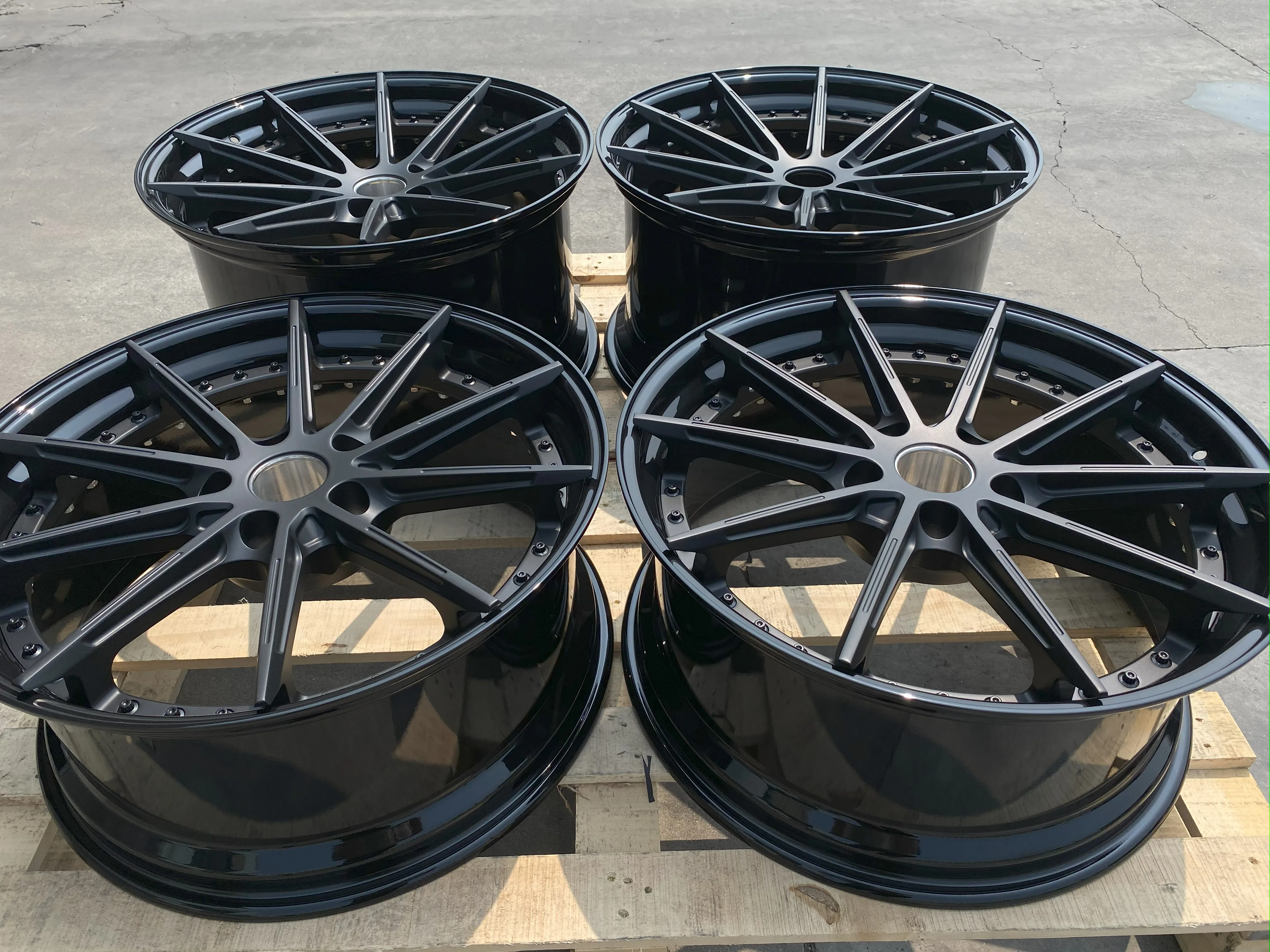 GVICHN Forged 2 piece black aluminum alloy custom wheels 16 17 18 19 20 21 22 23 24 inch 5x112 5x114.3 5x120 rim hub