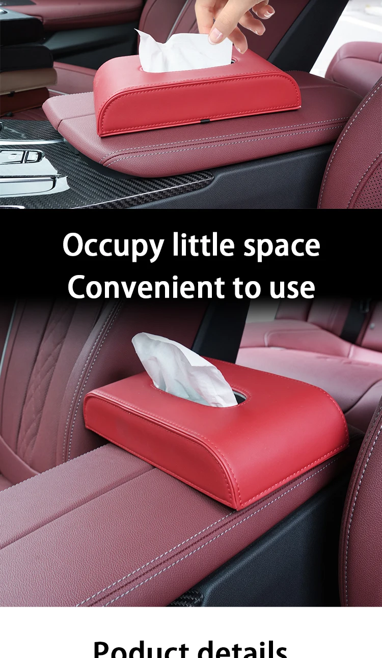 Zy Nonslip Car Tissue Cover Case Rectangular Box Leather Facial Tissue