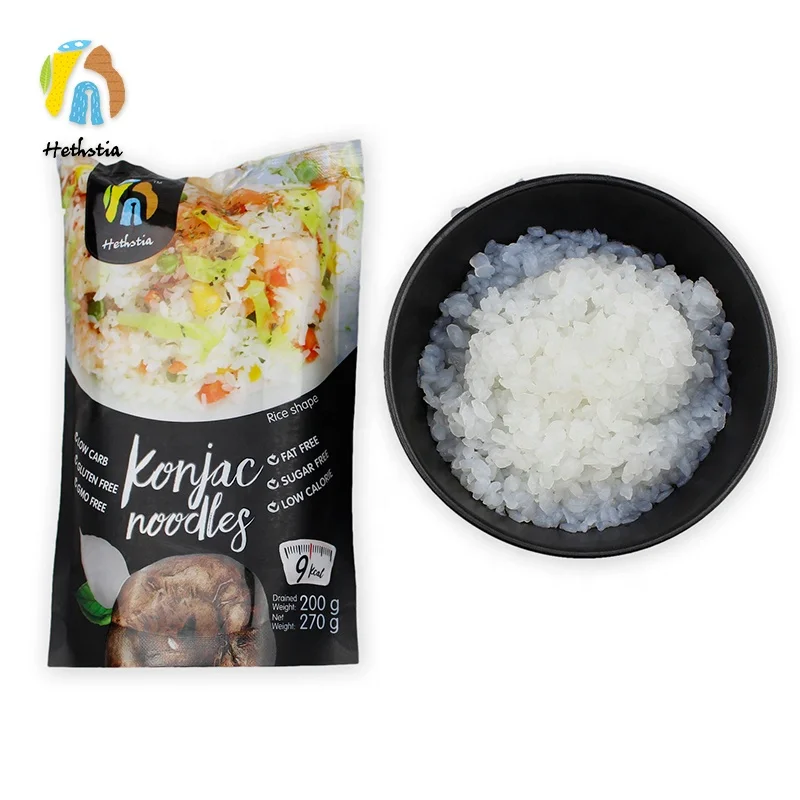 Low carb konjac rice glucomannan OEM gluten free food feature sugar no fat origin type free sample