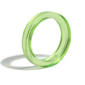 INS Fashion Simple Retro Green Jade Resin Ring For Girls Sweet Fresh Acrylic Rings Jewelry Ladies Trendy Acrylic Ring