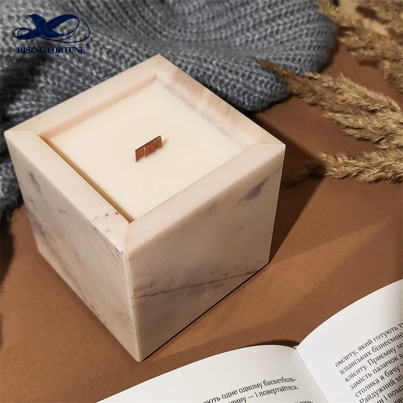 white square candle holder