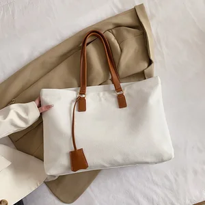 OEM Women's Large Capacity Tote Bag Canvas Zipper Women's Crossbody Bag Lightweight Travel Solid Color Shoulder Bag