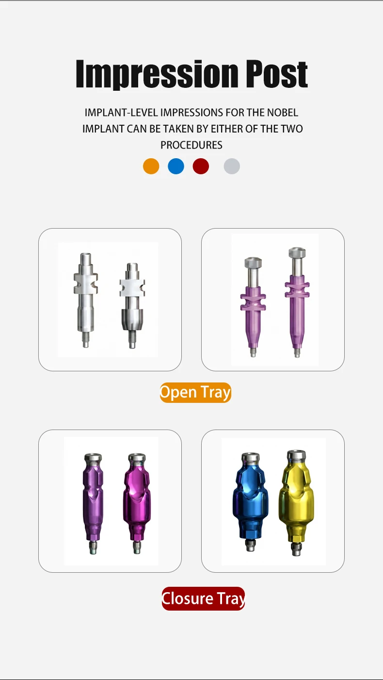 Nobel Dental Implant Abutment OEM Dental Fixture Healing Abutment Cementable Straight/Angled Abutment Impression Post Accessory details