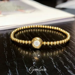 14K/18K Gold 0.13CT Lab-Grown Diamond Bracelet, 7.25g 6mm Width, Custom Name/Logo, High-End Jewelry