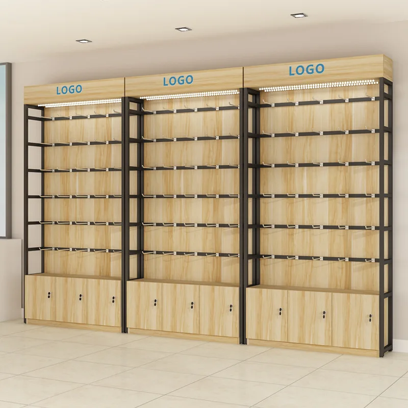 Custom Supermarket Metal And Wood Display Cabinets,Light Duty Display ...