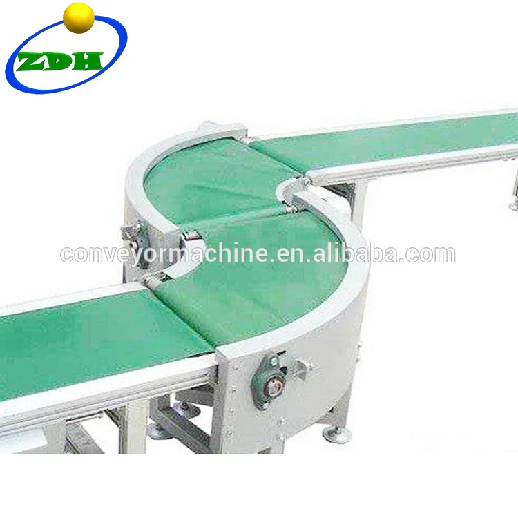 Reversible 90 Degree Curve Belt Conveyor Systems Production Line Turning Conveyor 180 Degree Belt Conveyor