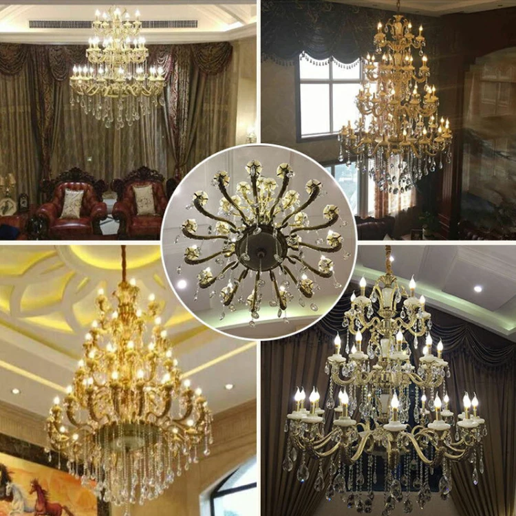 Rococo Crystal Ceiling Lights Decorative Living Room Pendant Lamps Villa Hall Tassel Crystal Candles Chandelier