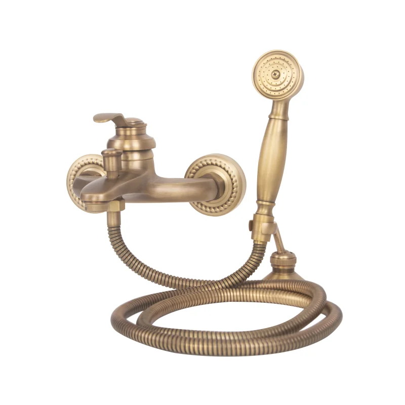 Traditional Wall Mounted Bath Shower Mixer - Bronze 