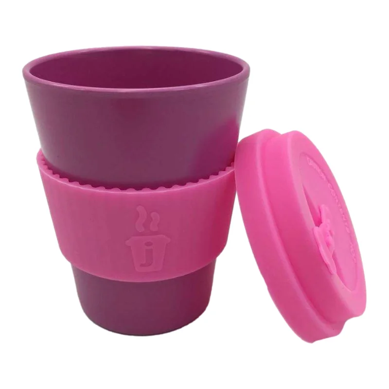 12 oz Biodegradable Custom Printed Reusable Bamboo Fiber Coffee Cup with Lid