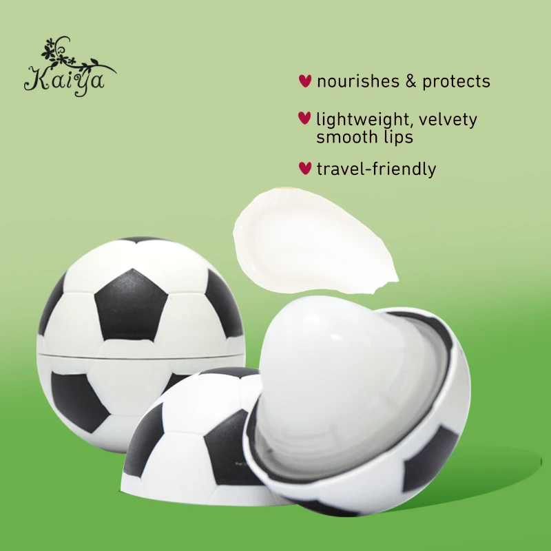 Unique Shapes Sports Balls Soccer Natural Lips Treatment Vanilla Flavor Moisturizing Essence OEM Sunscreen Round Lip Balm