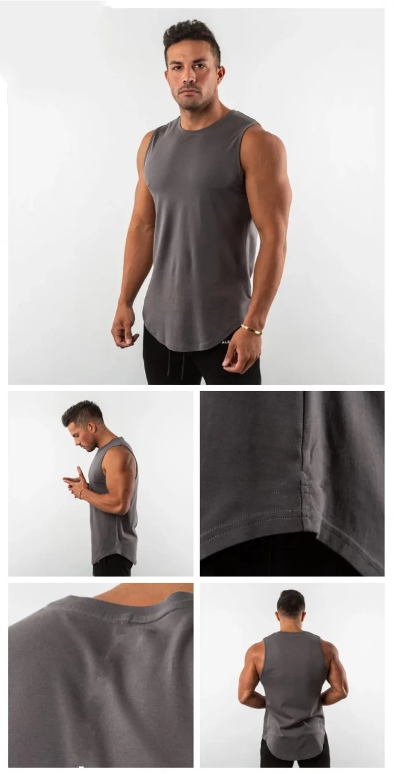 Plus Size Hot Sale Cotton Spandex Plain Bodybuilding Fitness Stringer ...
