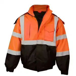 Customized Logo Winter Worker Construction Safety Jacket Hi Vis Waterproof Workwear Coat with Reflective Material for Men