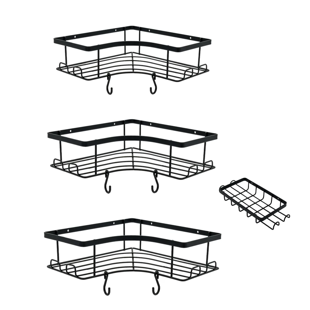 Sus304 Corner Shower Caddy Shelves 3 Pack With 6 Extra Hooks And 1 Soap ...