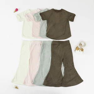 Wholesale Kids Clothing Sets Children Customized Short Sleeve Sport T Shirt Pants Kids Sweatsuit Sets