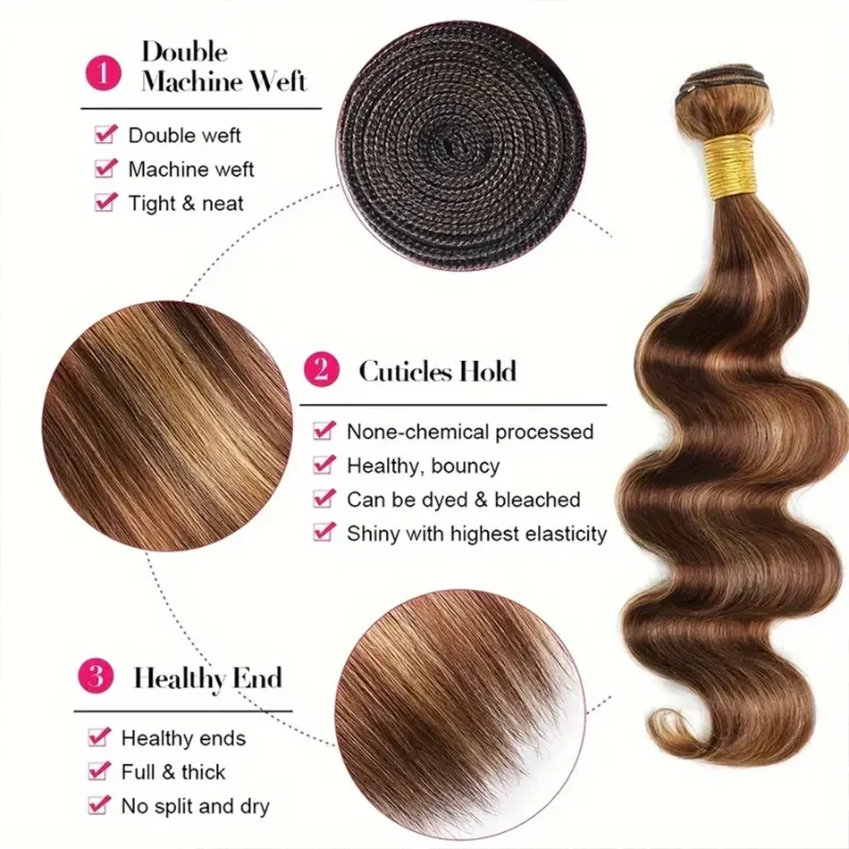 P4/27 Evidenziare Body Wave Bundles Ombre Blonde Human Hair Extensions Brasiliano Remy Tessitura_voghion.com