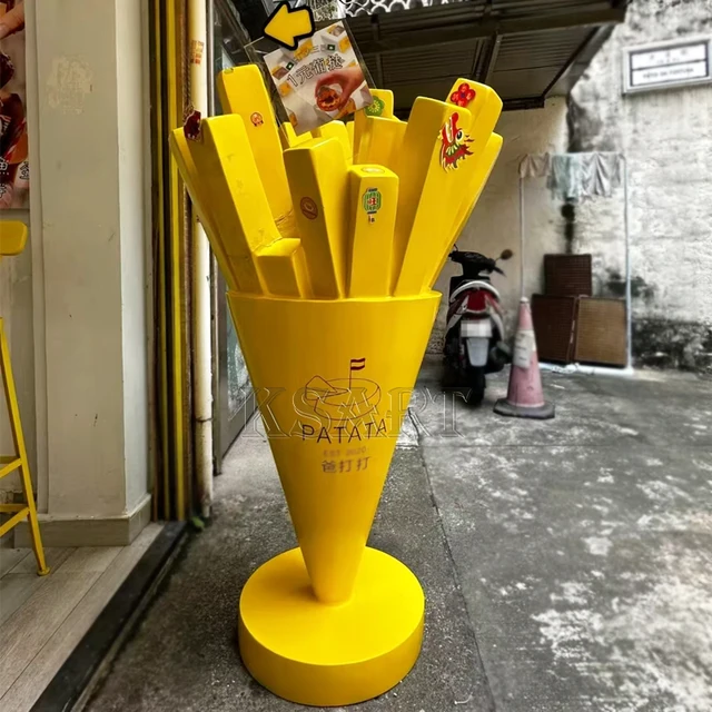 Fiberglass Simulation French Fries Sculpture Creative American-style Three-dimensional Potato Chip Sculpture Decoration