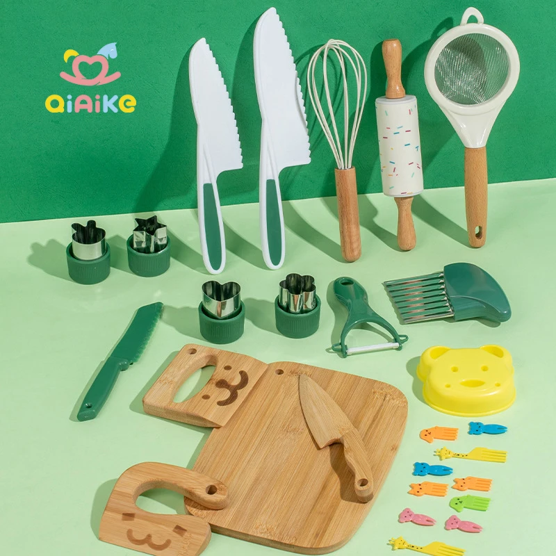 モンテッソーリキッチンおもちゃ子供用包丁セットまな板付きクラインクラーカッター安全な子供用ナイフ男の子女の子向け