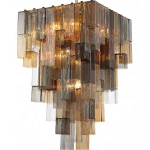 ECOJAS Art Nouveau Design High Quality Glass Pendent Light for Villa Hotel Shopping Mall Customable Chandelier