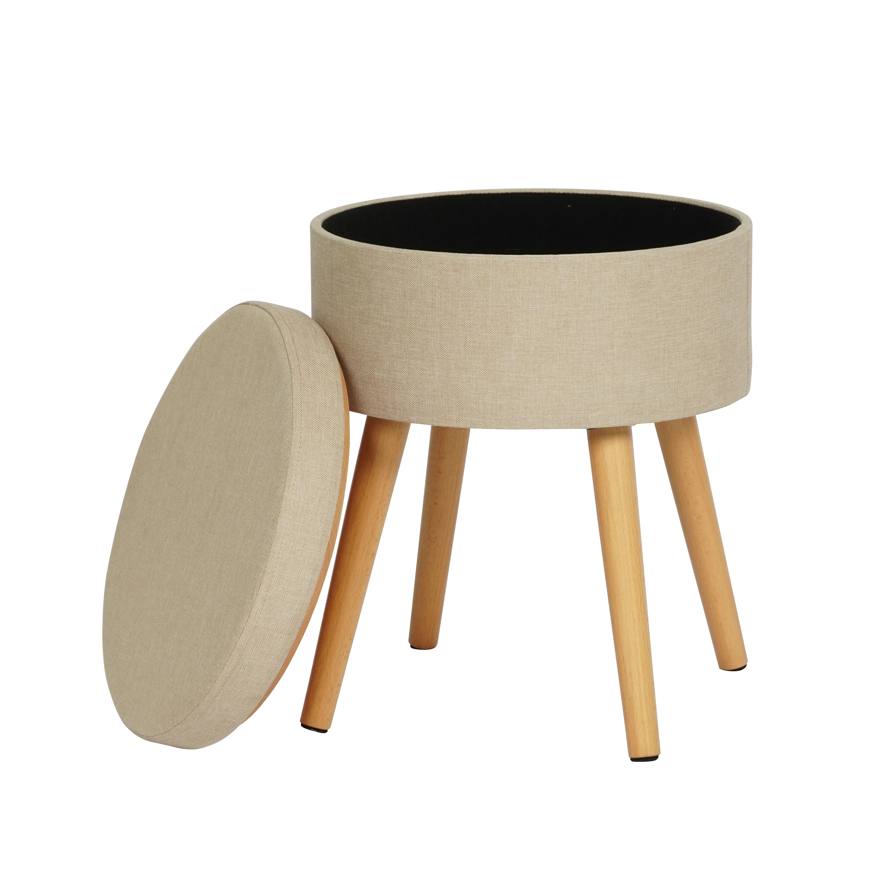 Factory Direct Sale Cheap Nordic Round Ottoman Stool Soft Footrest