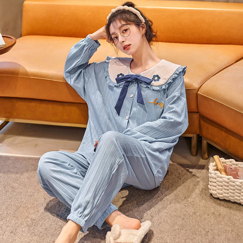 2022 Fashion Women's Nightgown Winter Cotton Long-sleeved