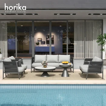 Luxury Outside Outdoor Backyard Modern Commercial Aluminum Patio Set Garden Furniture Sofa Set Waterproof for Patio