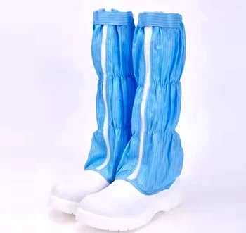 ESD Cleanroom Antistatic Booties - PVC PU Material with Zipper Closure for ESD Control Applications