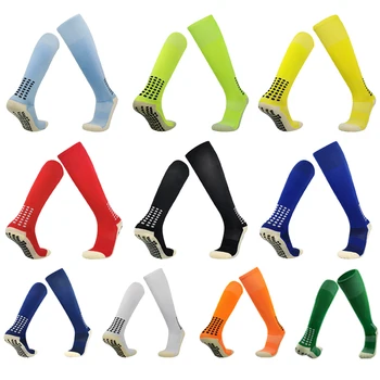 Wholesale anti-slip soccer socks men compression cushion running athletic socks grip custom logo unisex football socks
