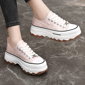 Made in China Women's Shoes Fashion Trend Thick Soled Heightening Women's Canvas Shoes